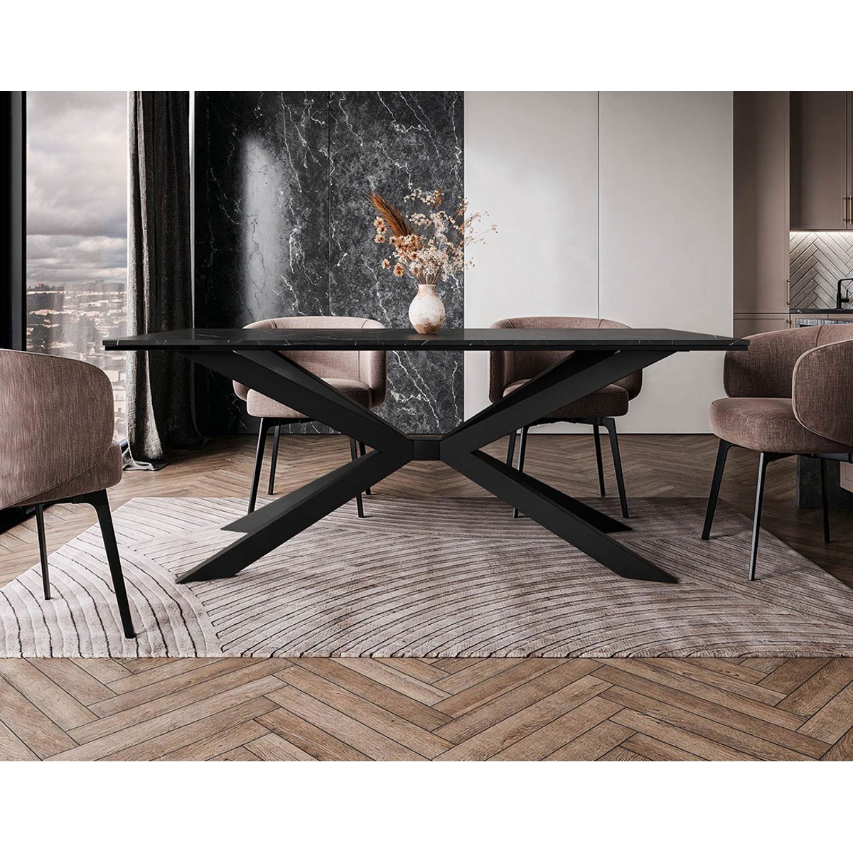 Table à manger  190x90 cm - CASEY noir, LISA DESIGN