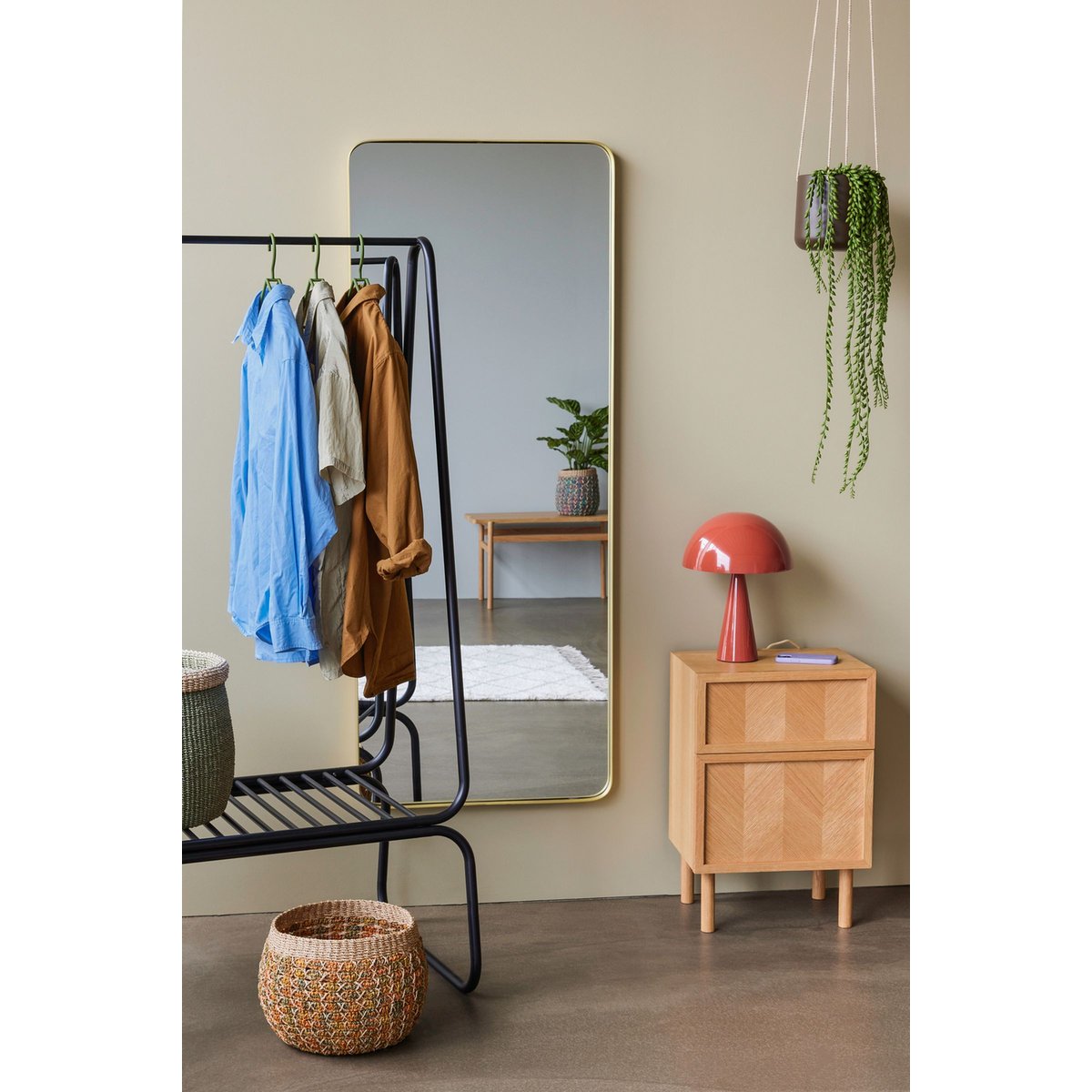 Suspensions en toile, coton et fer BLOOM marron, HUBSCH