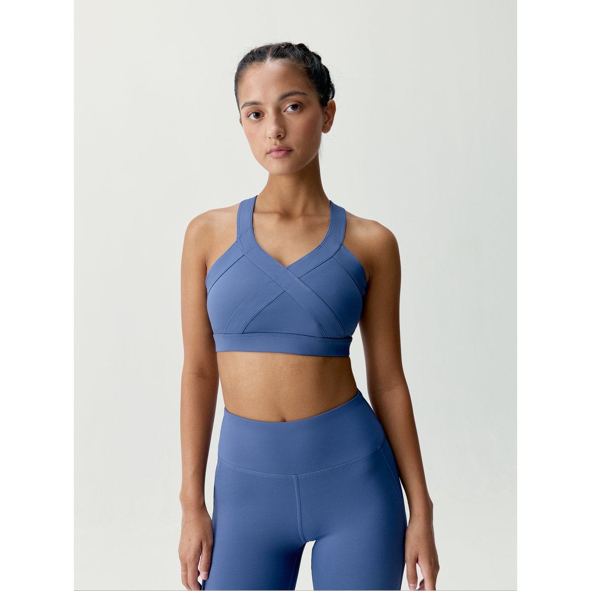 Brassière de sport femme Umay Maintien moyen bretelles coussinets amovibles bleu saphir, BORN