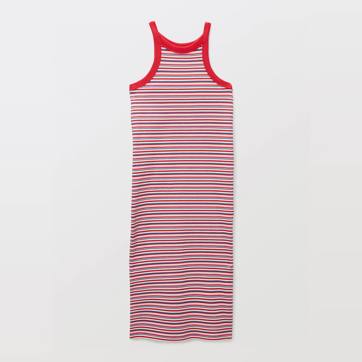 Robe longue rayée en jersey rouge, MONOPRIX