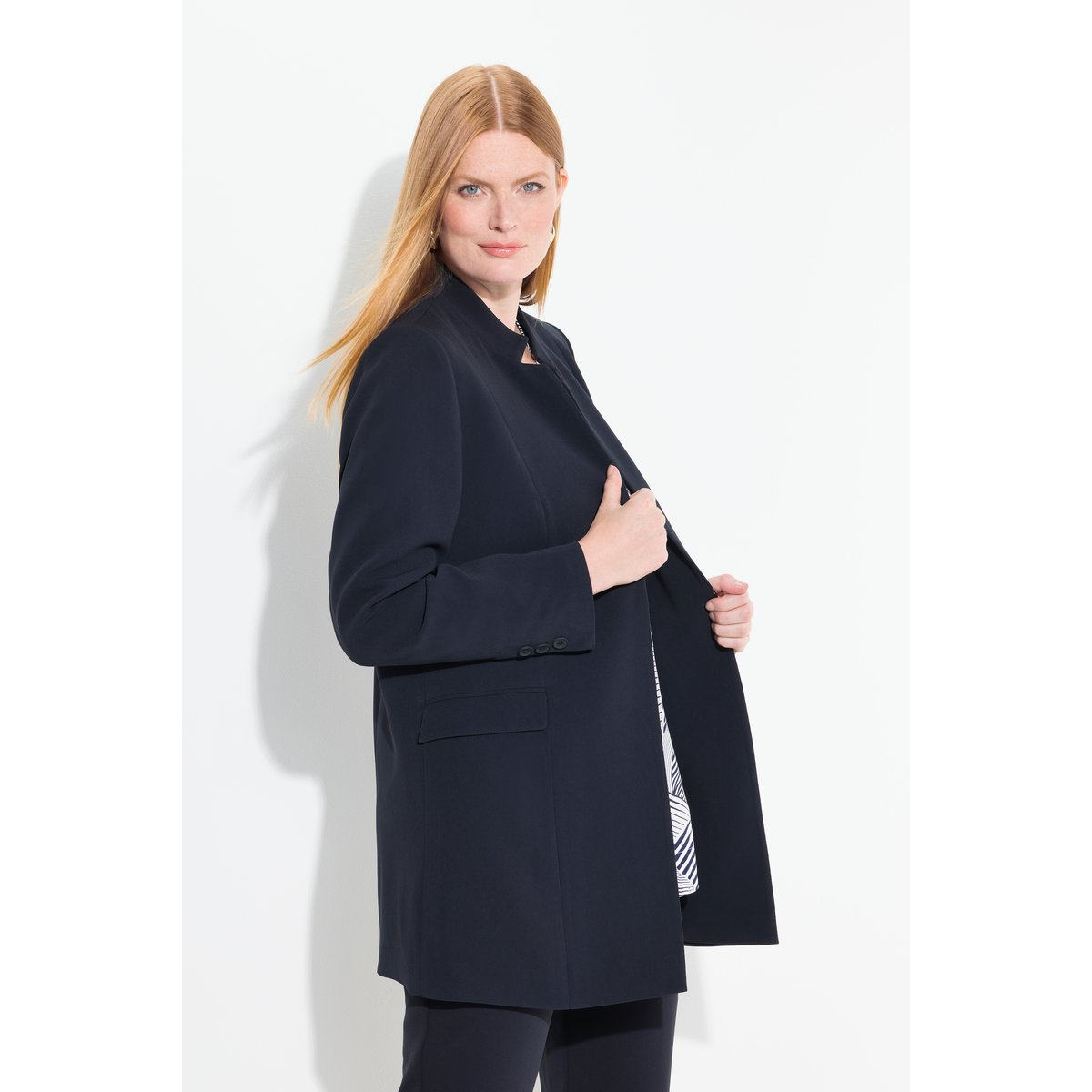 Blazer en acétate, manches longues marine foncé, ULLA POPKEN