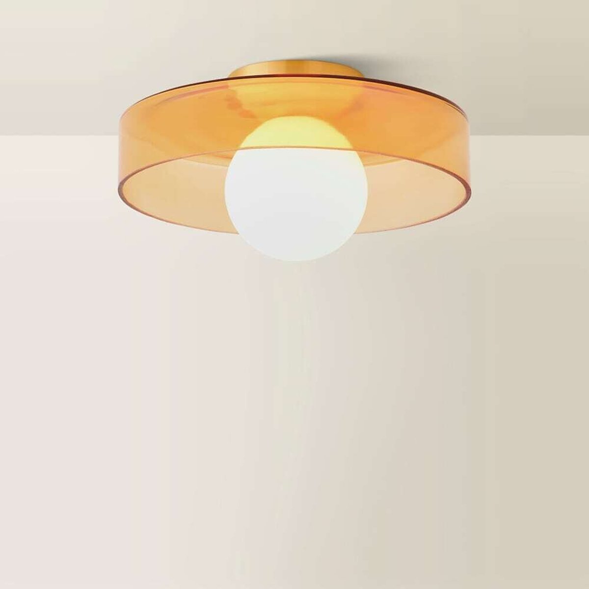 Neale Flush Glass Bathroom Ceiling Light orange, SO'HOME