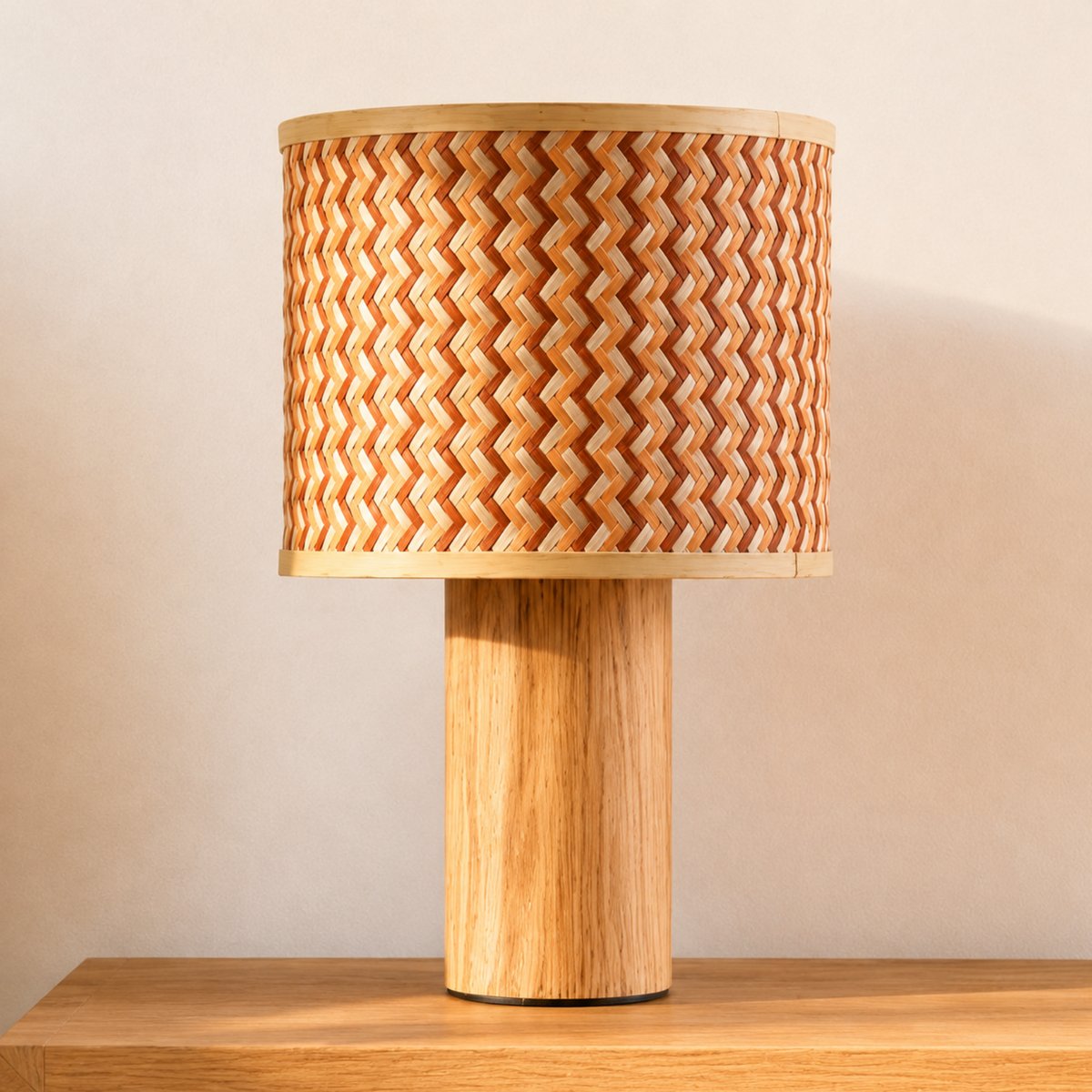 Grande lampe à poser en bois de chêne et bambou - PHIL multicolor, MAISON PAVANE