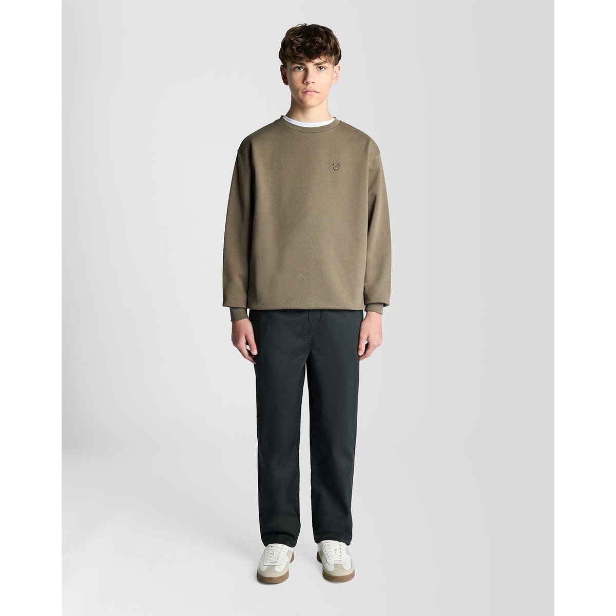 Sweat-shirt épais en coton vert kaki cendré, LYLE & SCOTT