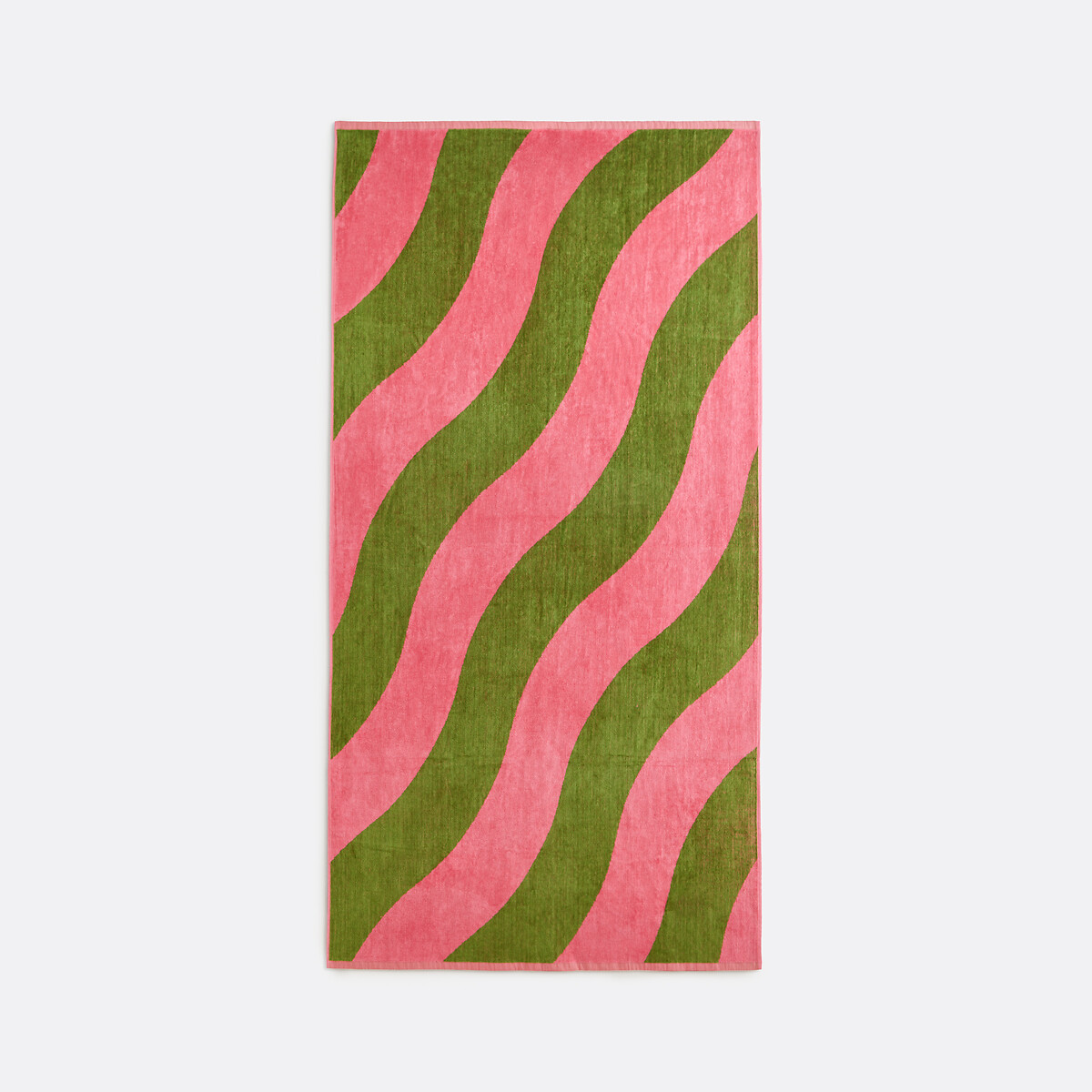 Serviette de plage éponge velours, Scénario Vague rose/vert, LA REDOUTE INTERIEURS