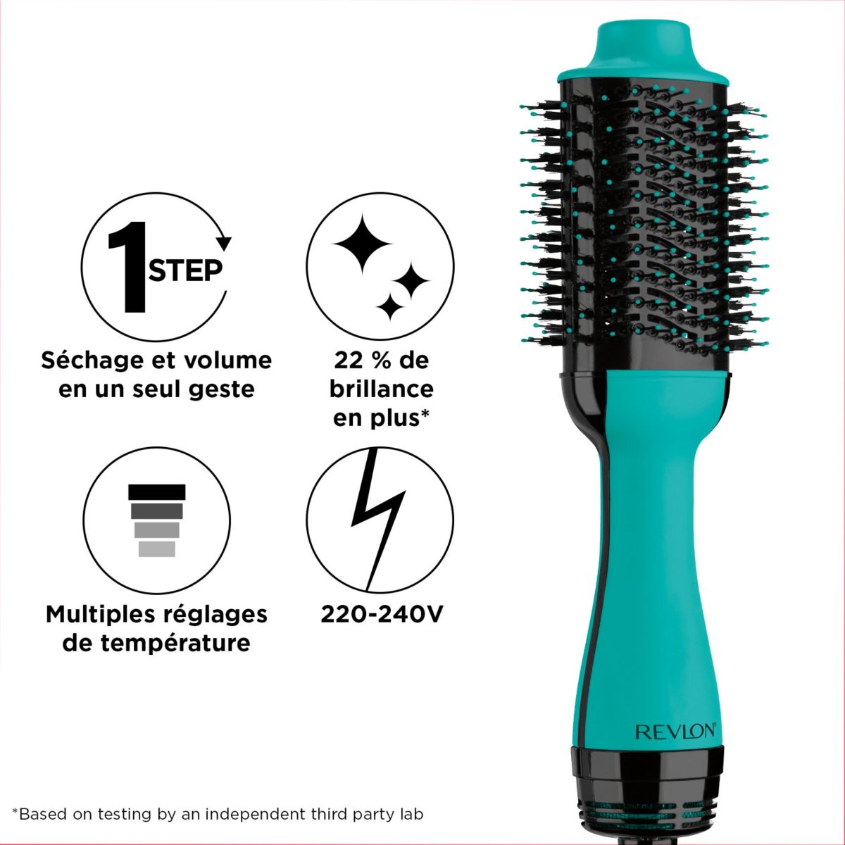 Brosse soufflante RVDR5222TE One-Step Volumisant Bleu Turquoise couleur unique, REVLON