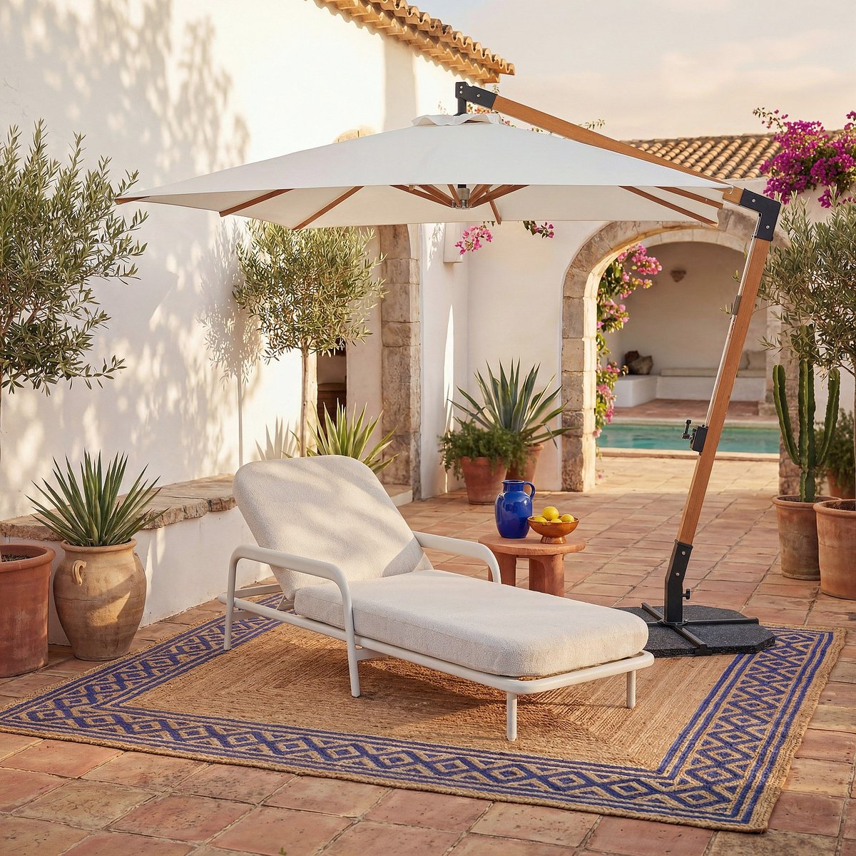 Bain de soleil en aluminium et tissu NAZARE beige, HABITAT