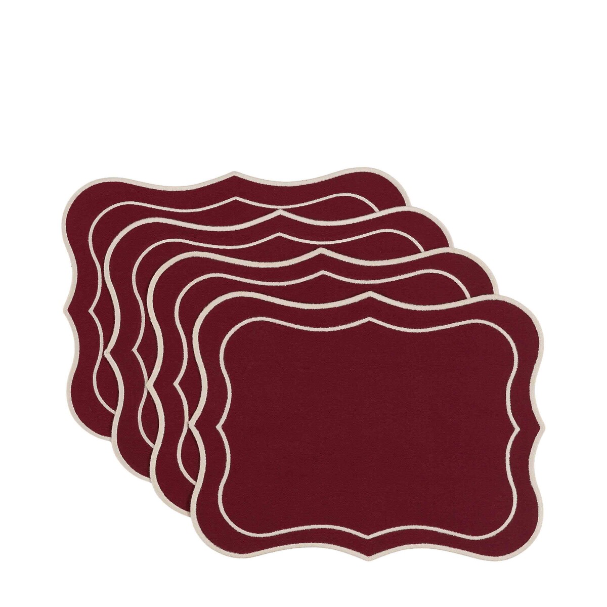 Set of 4 Vintage Scalloped Placemats red, ÉDITÉ