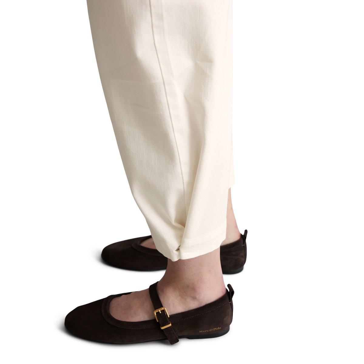 Barrel Pants cropped en coton organique-lyocell stretch blanc naturel, MARC O’POLO DENIM