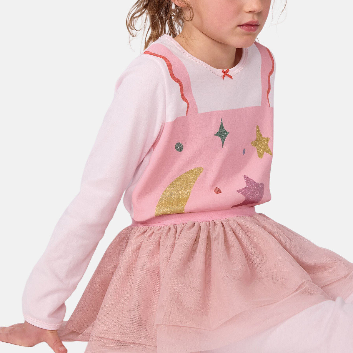 Pyjama déguisement danseuse, en coton rose/blanc, PETIT BATEAU