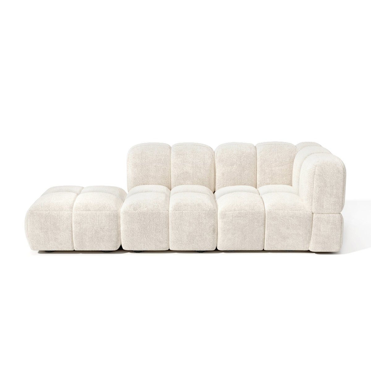Canapé modulable 5 places en velours texturé NUBI crème, SIA HOME