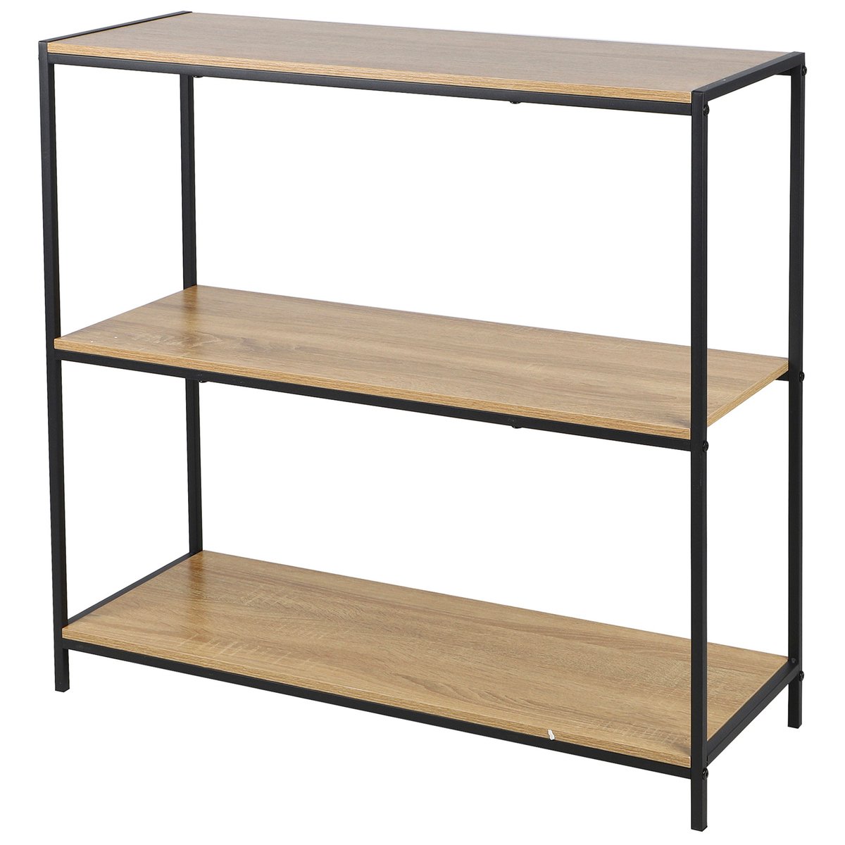 Console 3 plateaux bois et métal noir 80x30x80cm bois, WADIGA