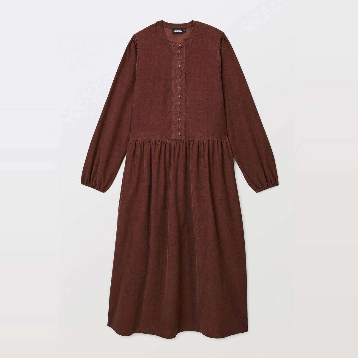 Robe longue unie en velours en coton BIO GOTS pudding, MONOPRIX