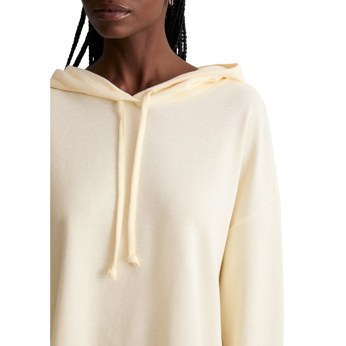 T-shirt à capuche à manches longues, coupe décontractée en jersey gaufré tout doux blanc, MARC O’POLO DENIM
