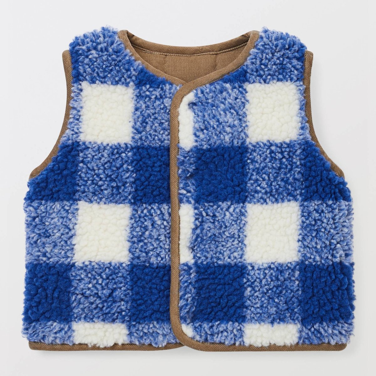 Gilet sans manches réversible à carreaux outremer, BOUT'CHOU