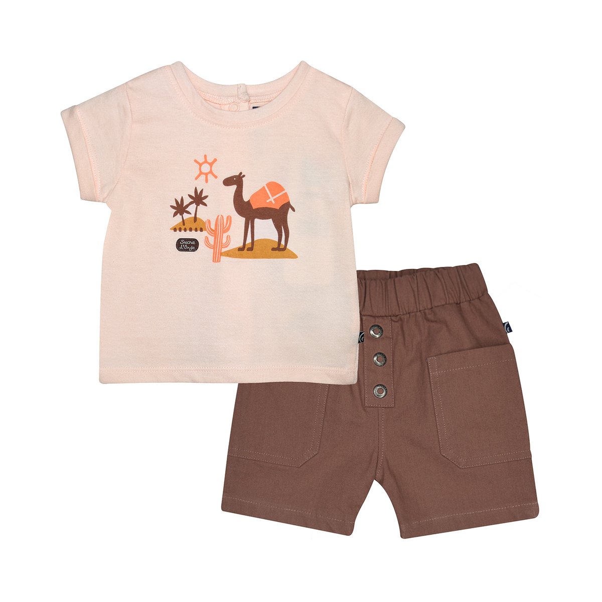 Ensemble t-shirt et bermuda riowen beige, SUCRE D'ORGE