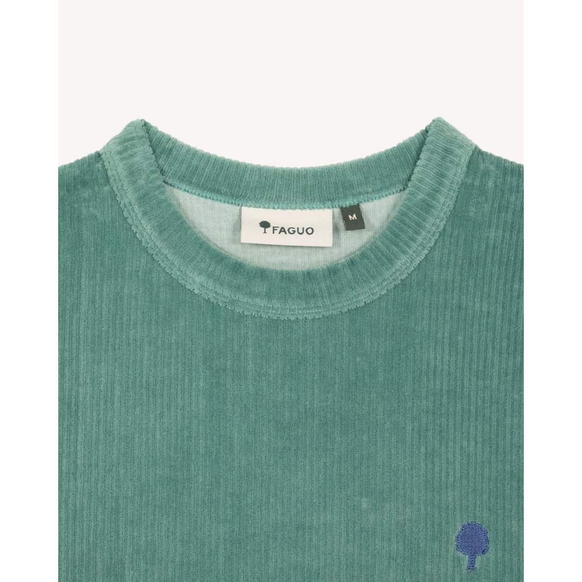 T-shirt en maille aspect velours vert clair grisé, FAGUO