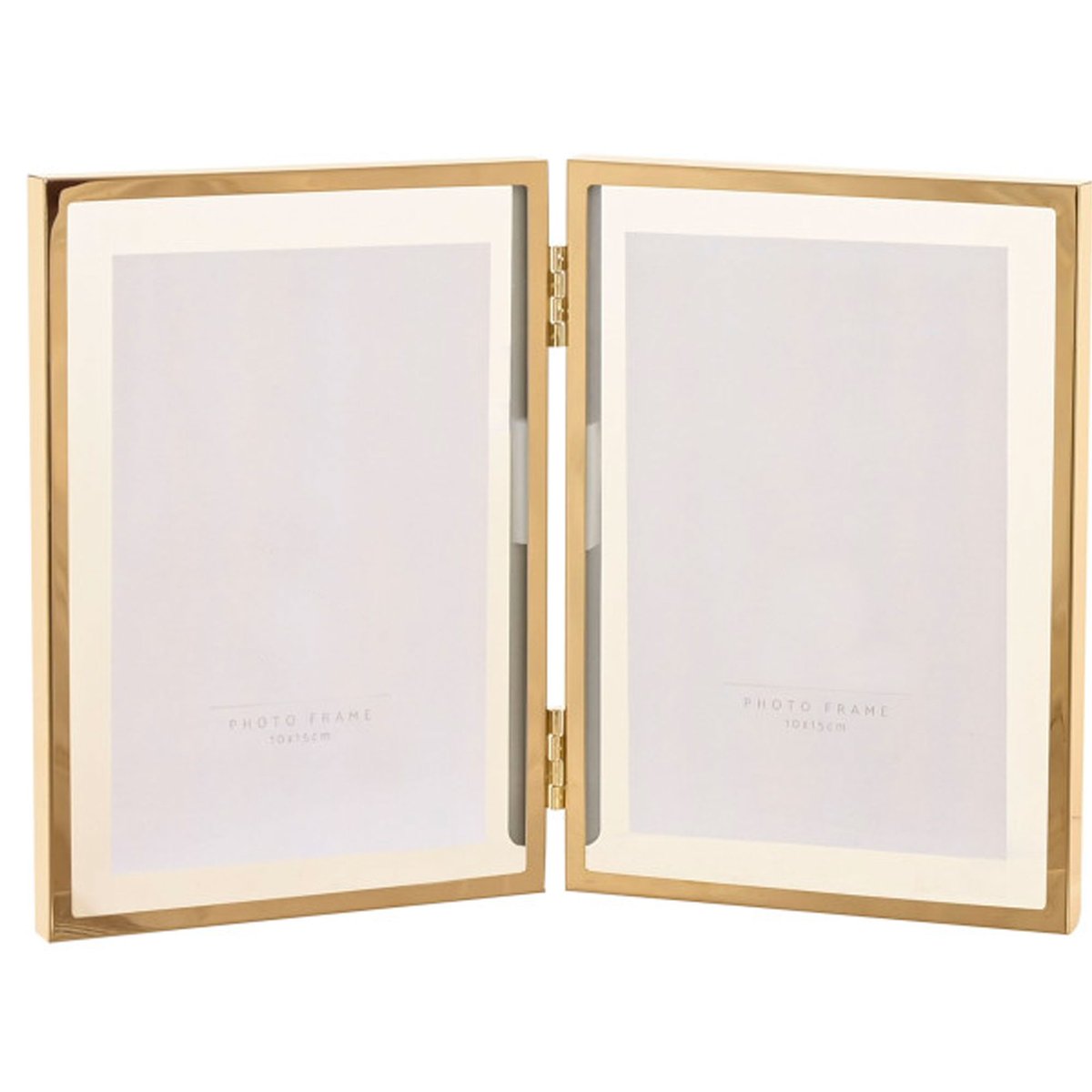 Cadre photo double à poser en métal doré 13x18cm doré, WADIGA