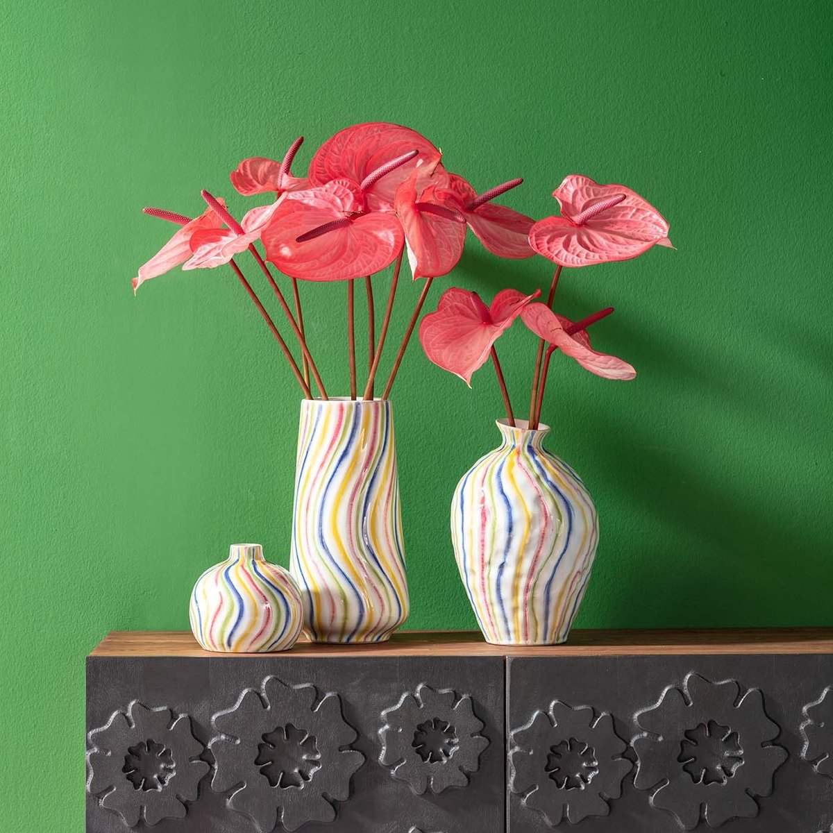 Vase en grès, RIVERS multicolore, KARE DESIGN