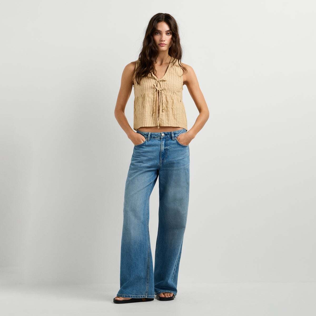 Blouse À Rayures Sans Manches beige vanille, PEPE JEANS