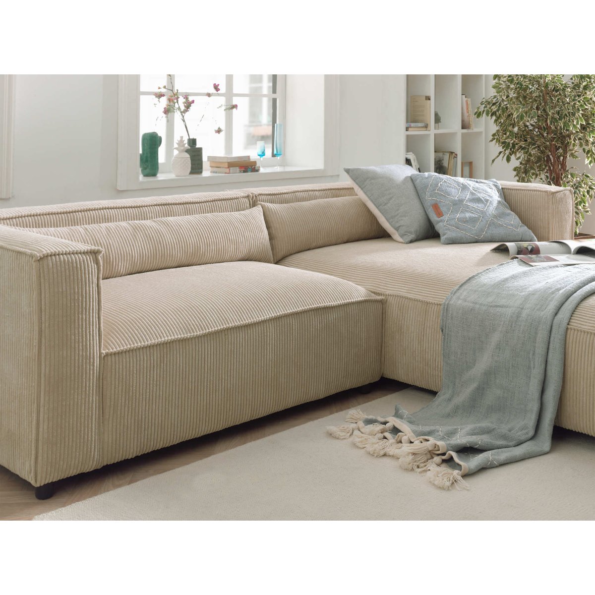 Canapé d'Angle droit 4 places - ELA beige, BEST MOBILIER