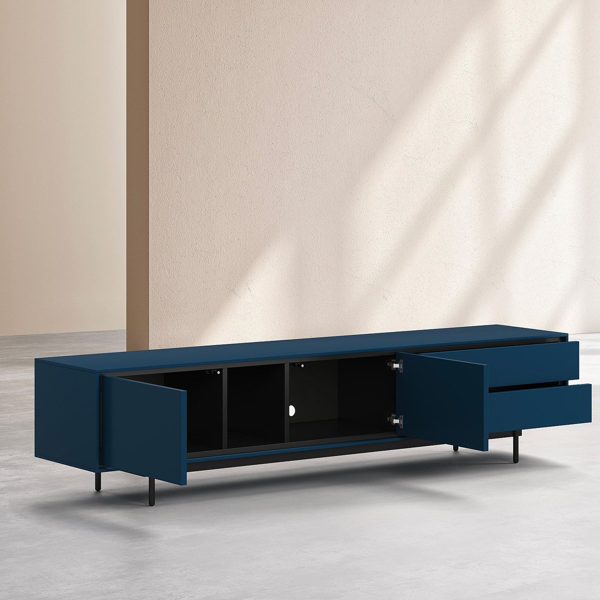 Banc TV mdf, panneau et dérivés de bois FARREL bleu, HABITAT