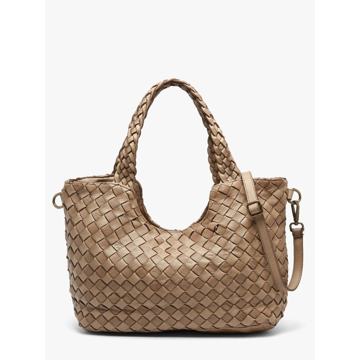 sac porté épaule Dewashed cuir taupe, MILANO