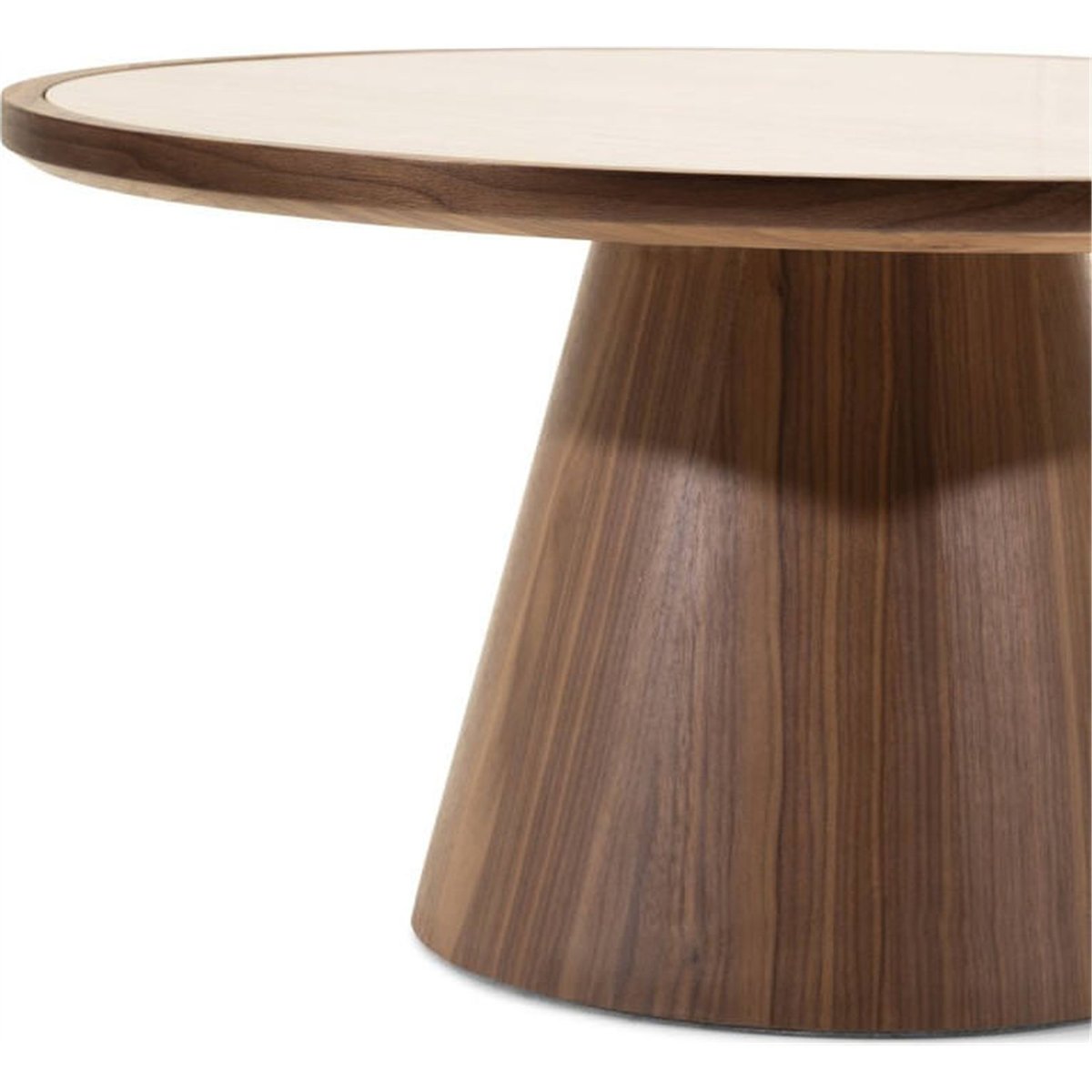 Table basse ronde travertin collection WASABI noyer et travertin, RECOLLECTION