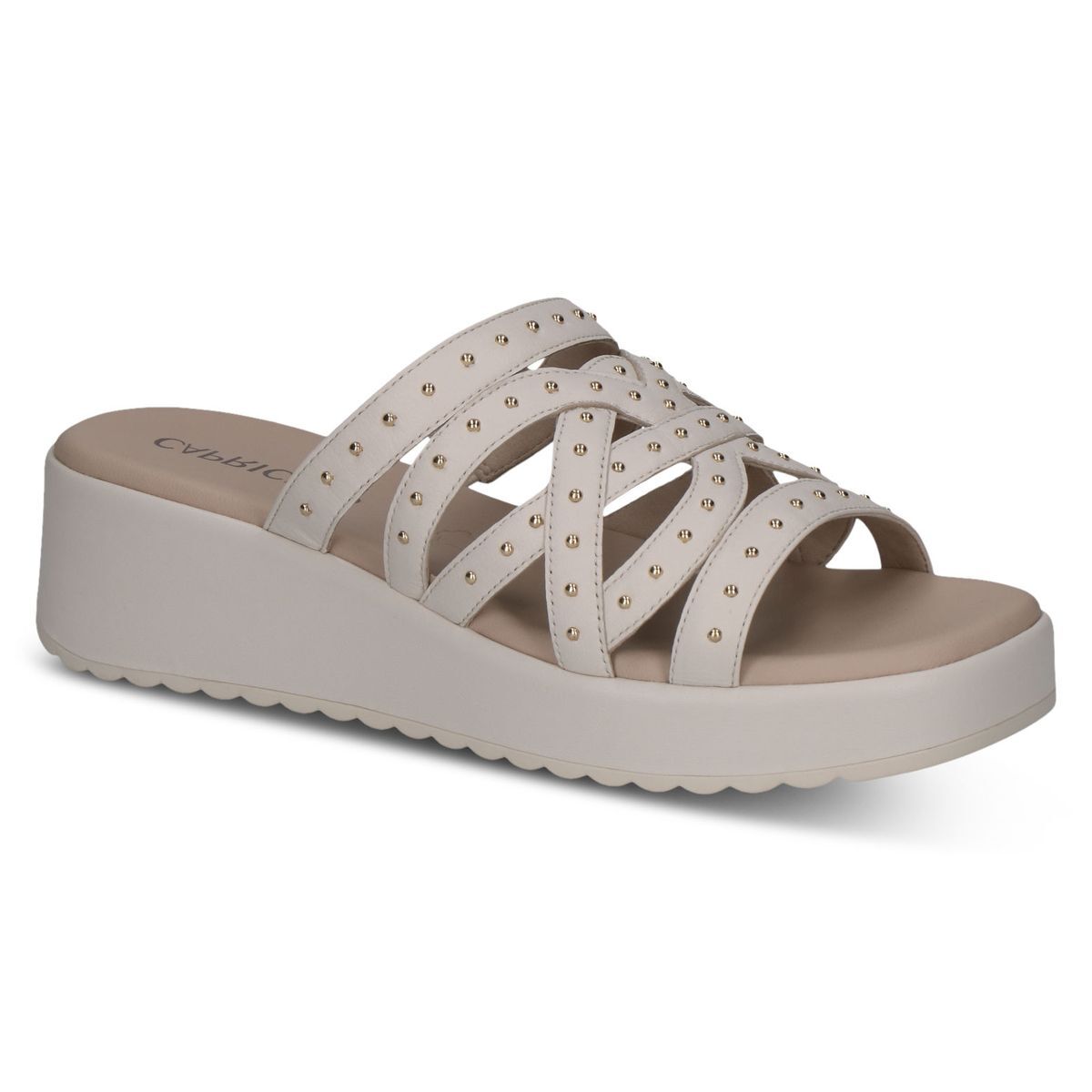 Mule en cuir blanc pistache, CAPRICE