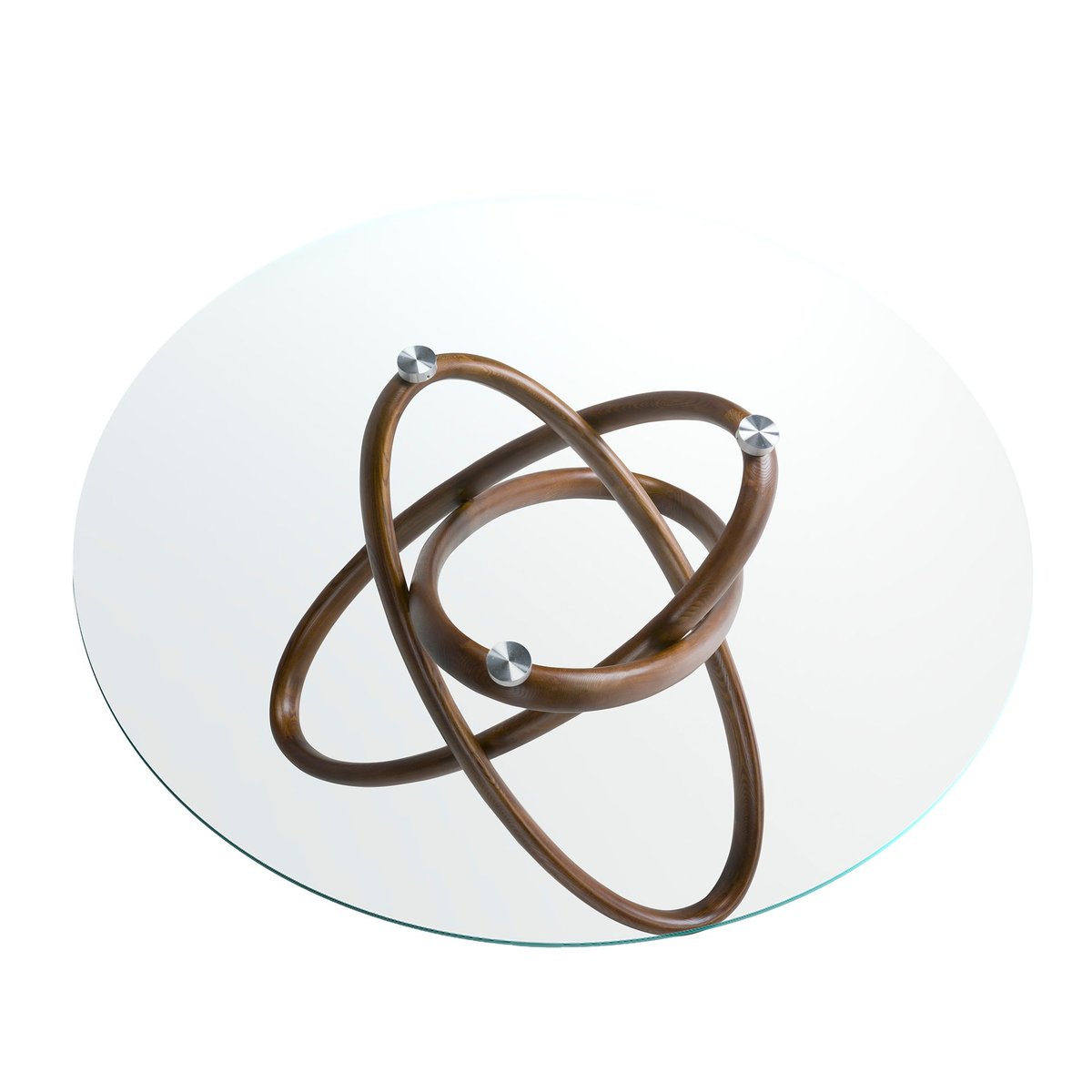 Table à manger ronde verre trempé et noyer verre | noyer, ANGEL CERDA