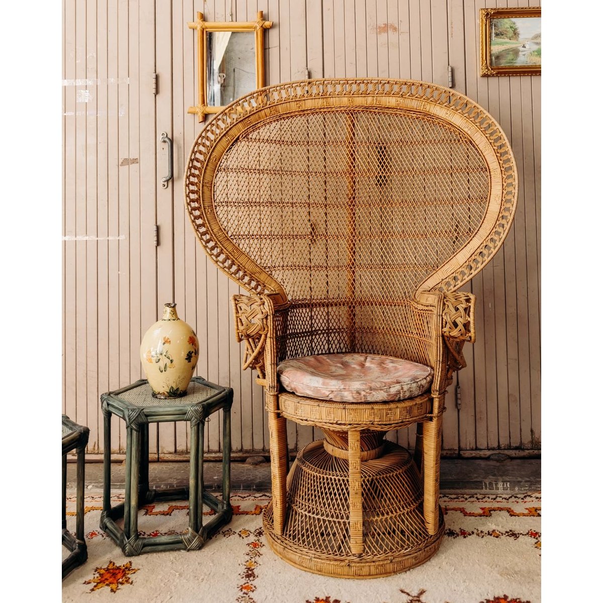 Fauteuil en rotin élégant et grandiose Emmanuel N°28 - Bon état bois clair, DEBONGOUT