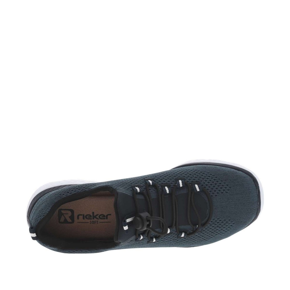 Sneakers à semelle plate et à lacets ronds élastiqués décoratifs marine, RIEKER