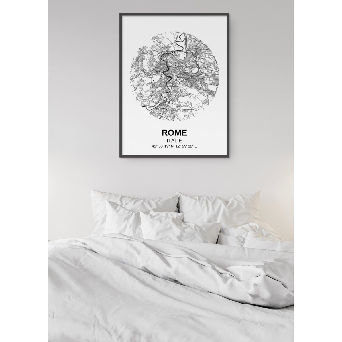 Affiche Carte Rome blanc, L'AFFICHERIE