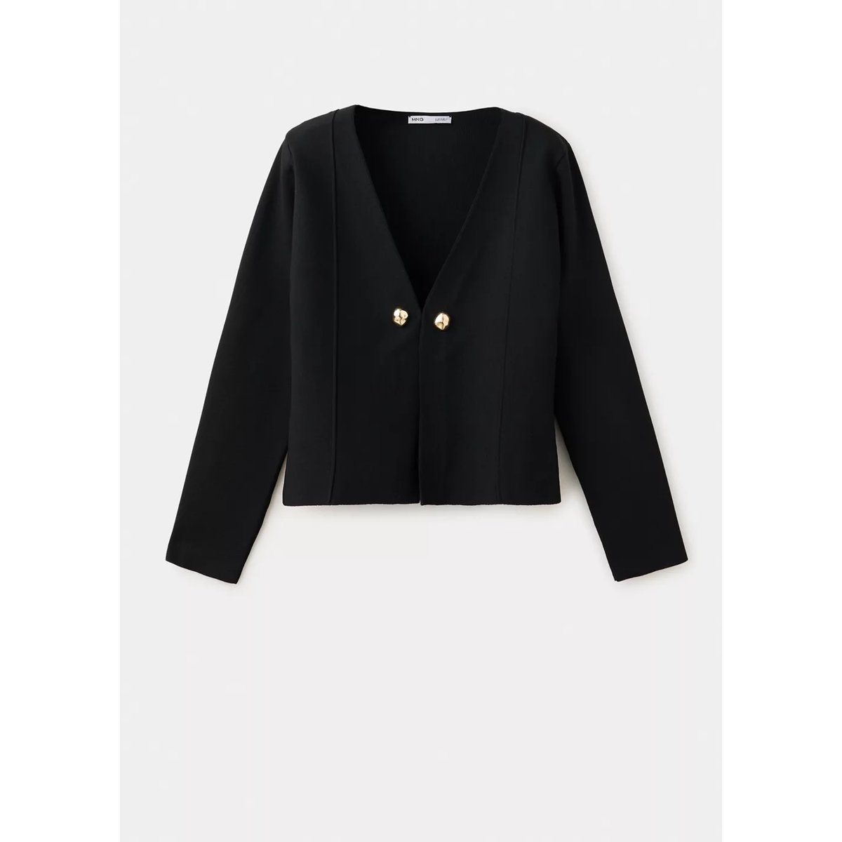 Veste en maille boutons bijoux noir, MANGO