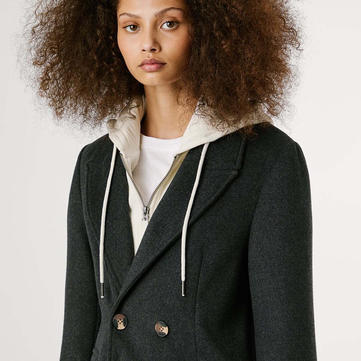 Manteau Long Croisé gris, PEPE JEANS