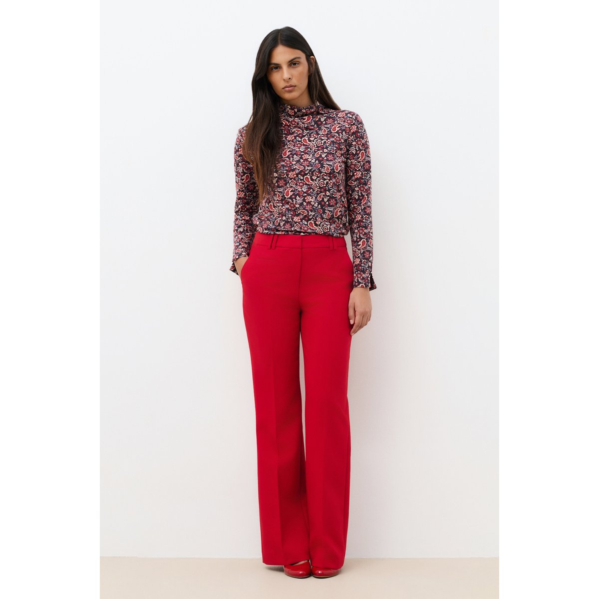 Pantalon droit ceinture PROMAIN rouge, CAROLL
