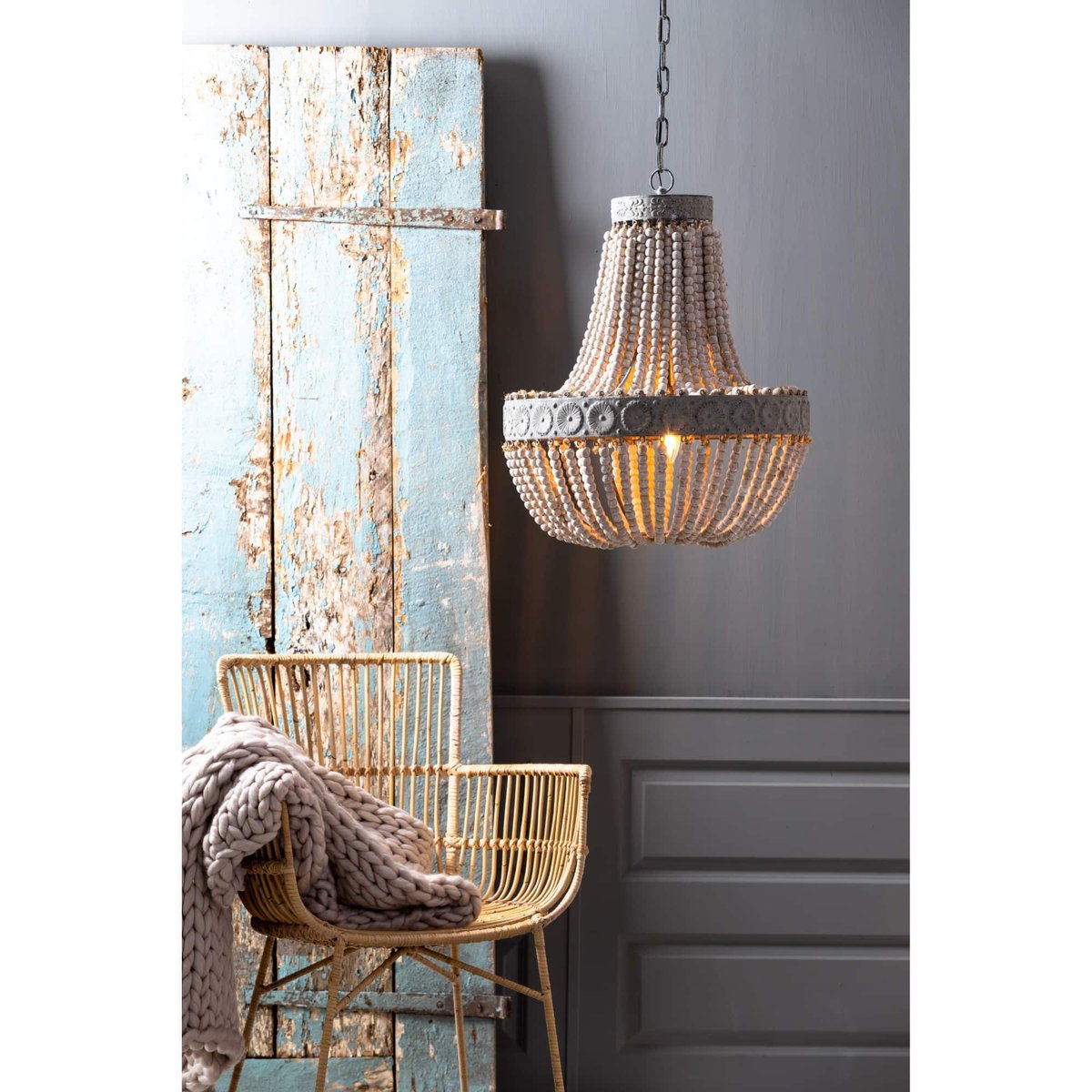 Lampe Suspendue Métal LUNA blanc, LIGHT & LIVING 