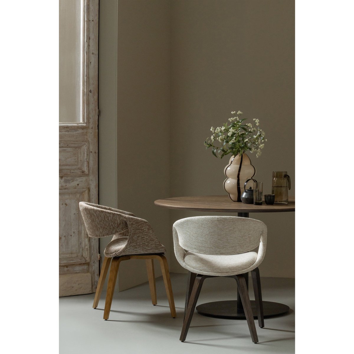 Lot de 2 chaises de table en bois et polyester YOSSI bleu, WOOOD