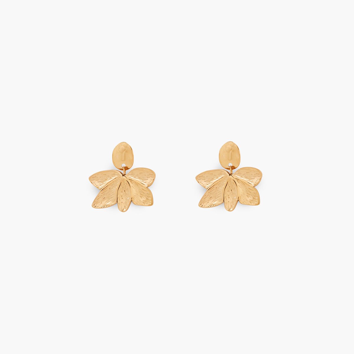 Boucles d'oreilles feuilles acier inoxydable doré, BALABOOSTE
