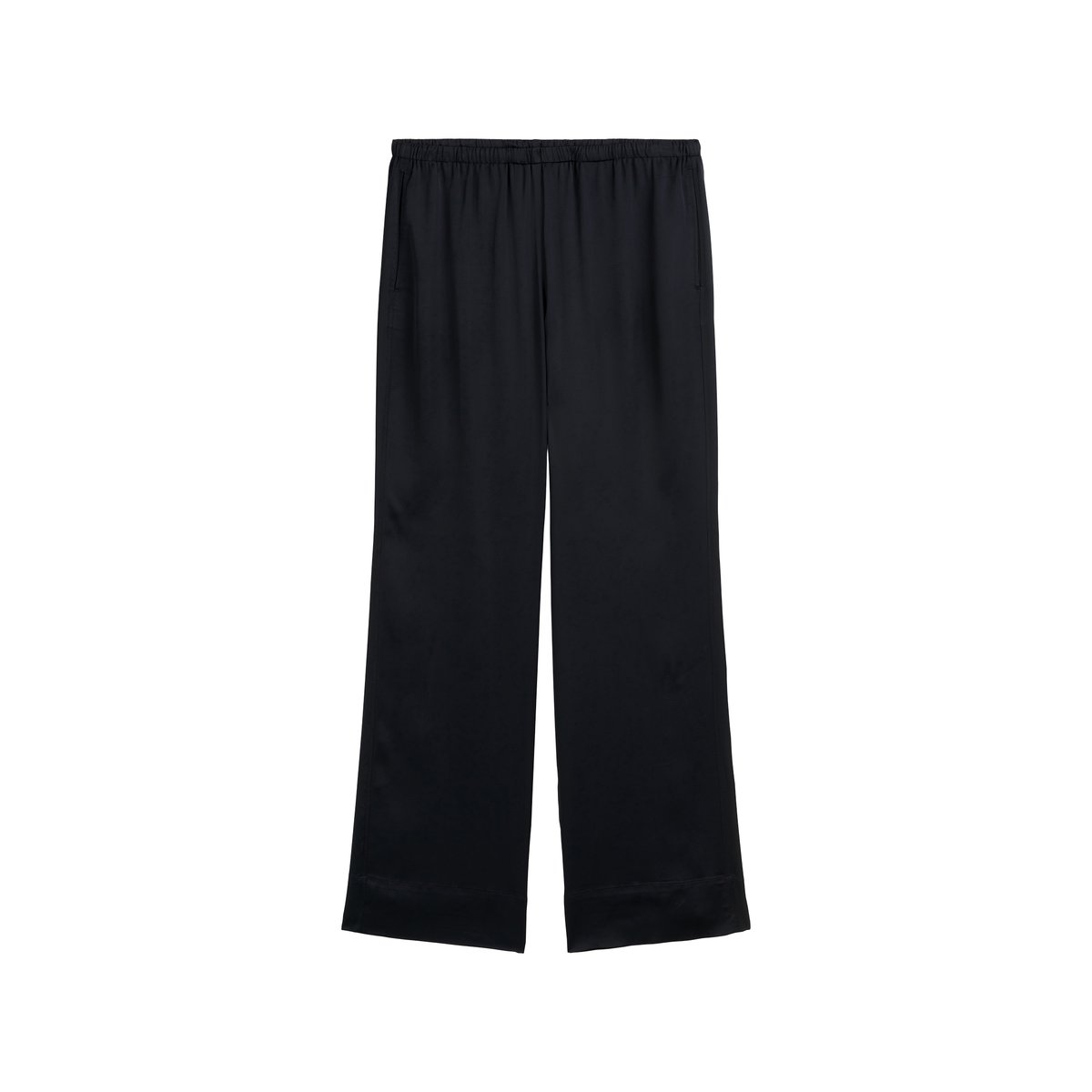 Pantalon en satin relaxed en viscose stretch fluide bleu foncé, MARC O'POLO