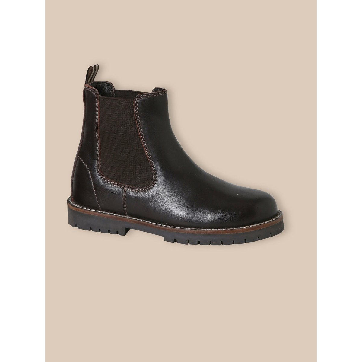 Boots chelsea en cuir marron fonce, CYRILLUS
