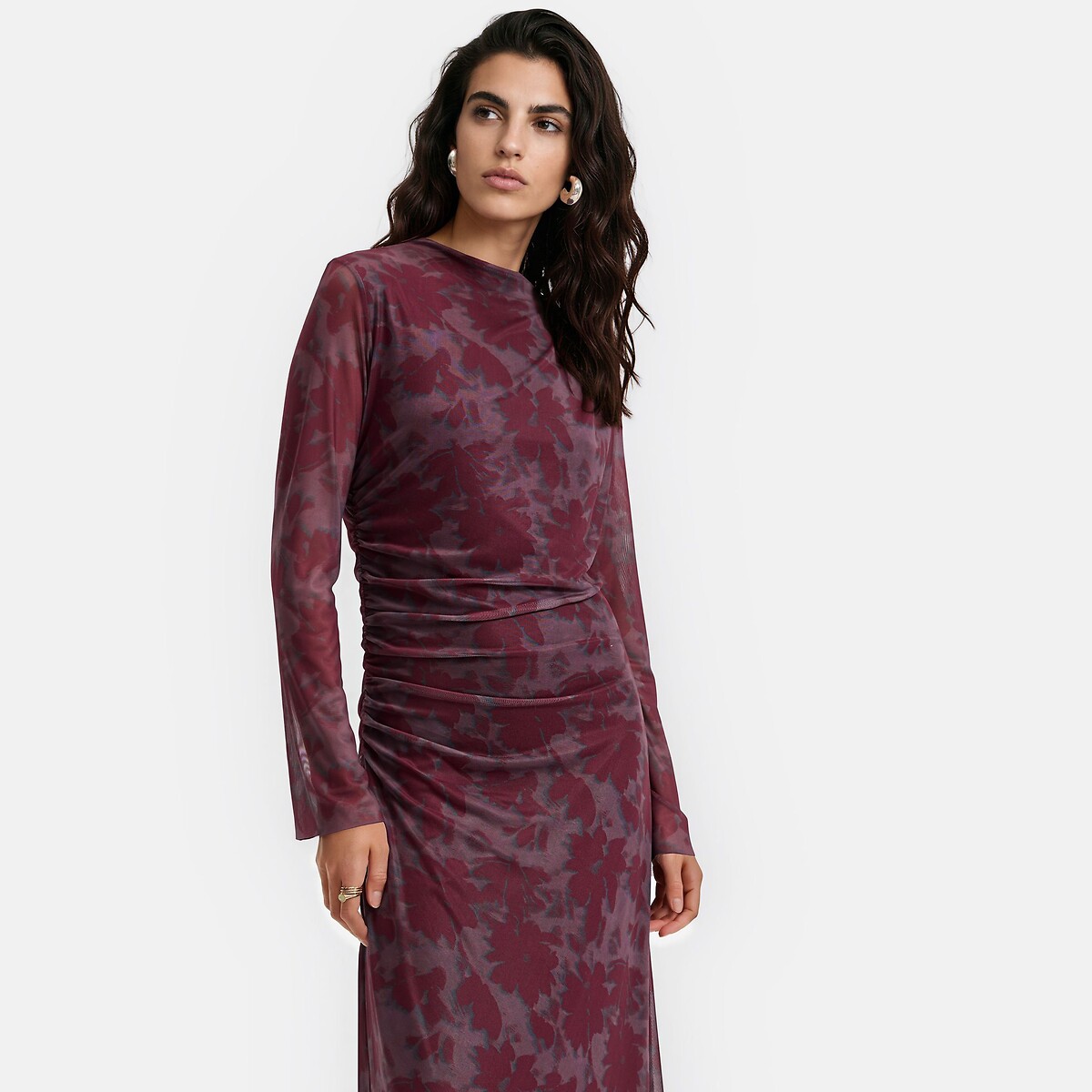 Floral print long sleeve draped maxi dress printed, LA REDOUTE COLLECTIONS