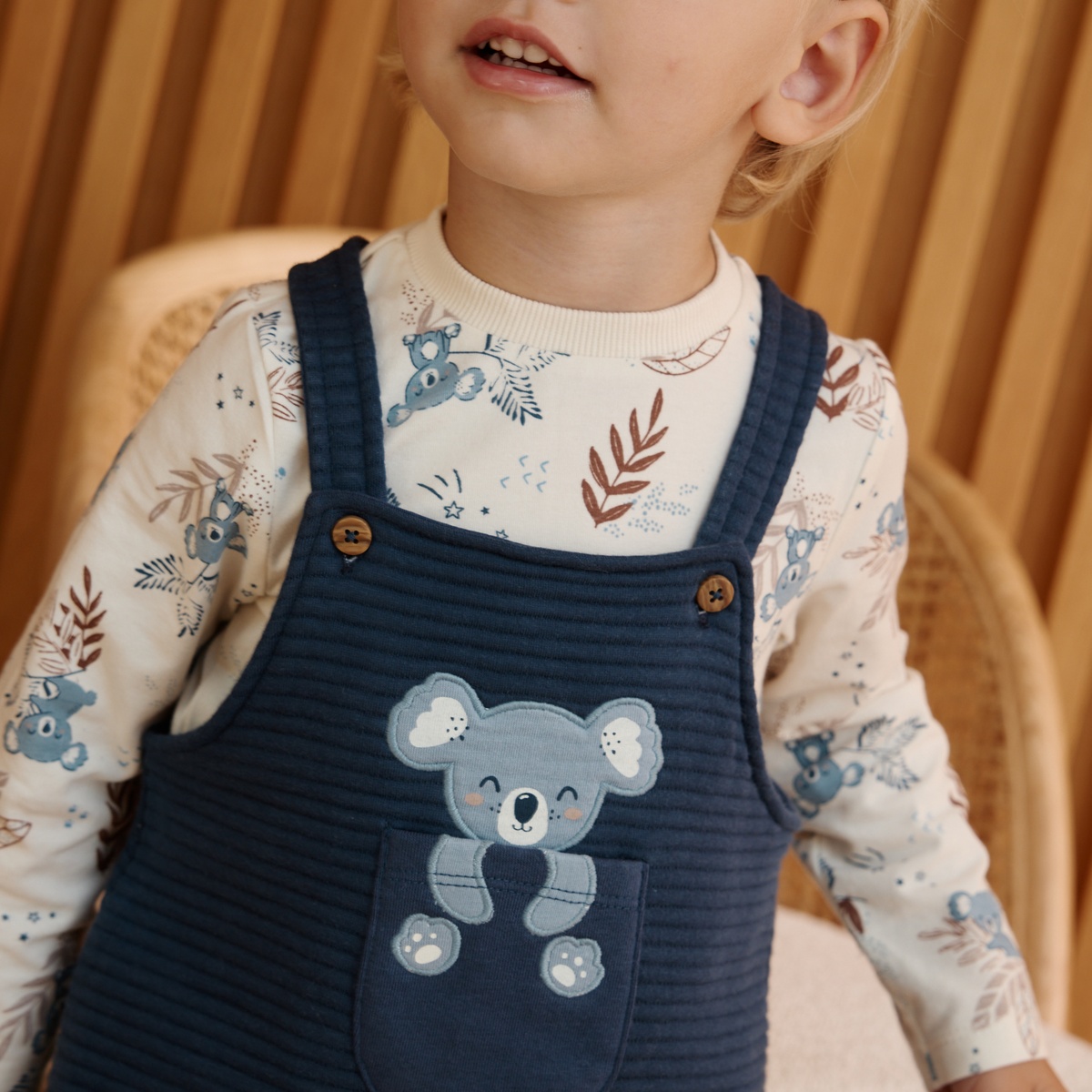 Ensemble salopette bébé et t-shirt Mathéo bleu, PETIT BEGUIN