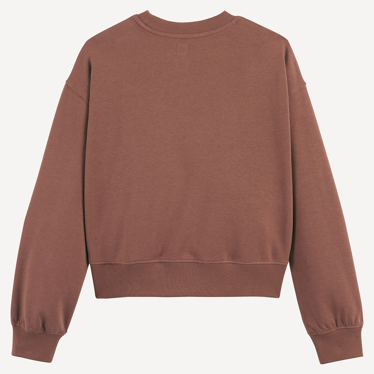 Sweatshirt mit Rundhalsausschnitt, aus Molton, mit Sonnenmotiv und Botschaft braun, LA REDOUTE COLLECTIONS