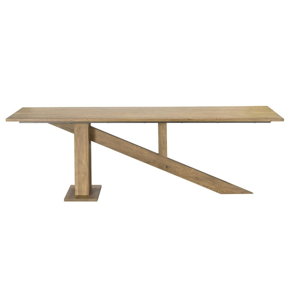 Table à manger contemporaine en chêne massif pied oblique asymétrique style moderne 200x90cm HUDSON bois naturel, PIER IMPORT
