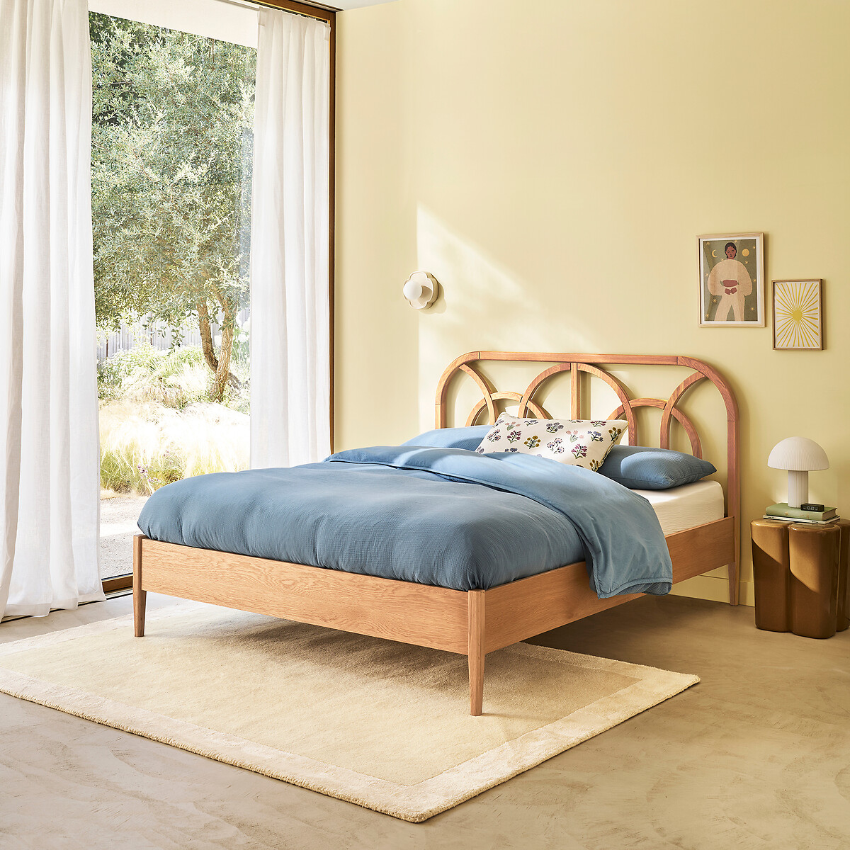 Bett ANDI mit Lattenrost, aus massiver Eiche und Eichenfurnier eiche, LA REDOUTE INTERIEURS