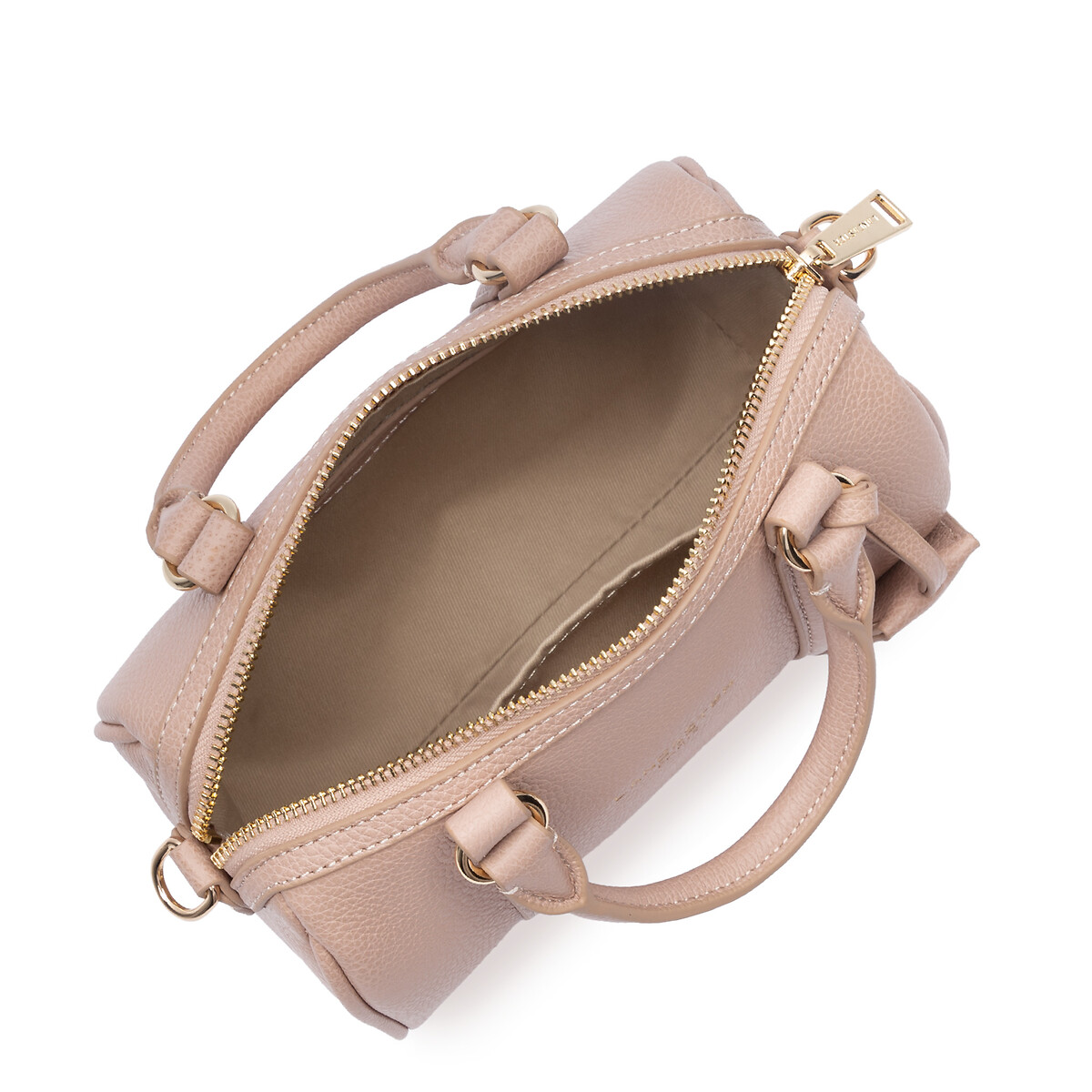 Sac polochon zippé en cuir, MILANO ANA S nude, LANCASTER