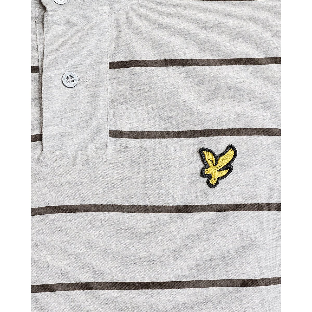 T-shirt col 2 boutons à rayures gris archive chiné, LYLE & SCOTT