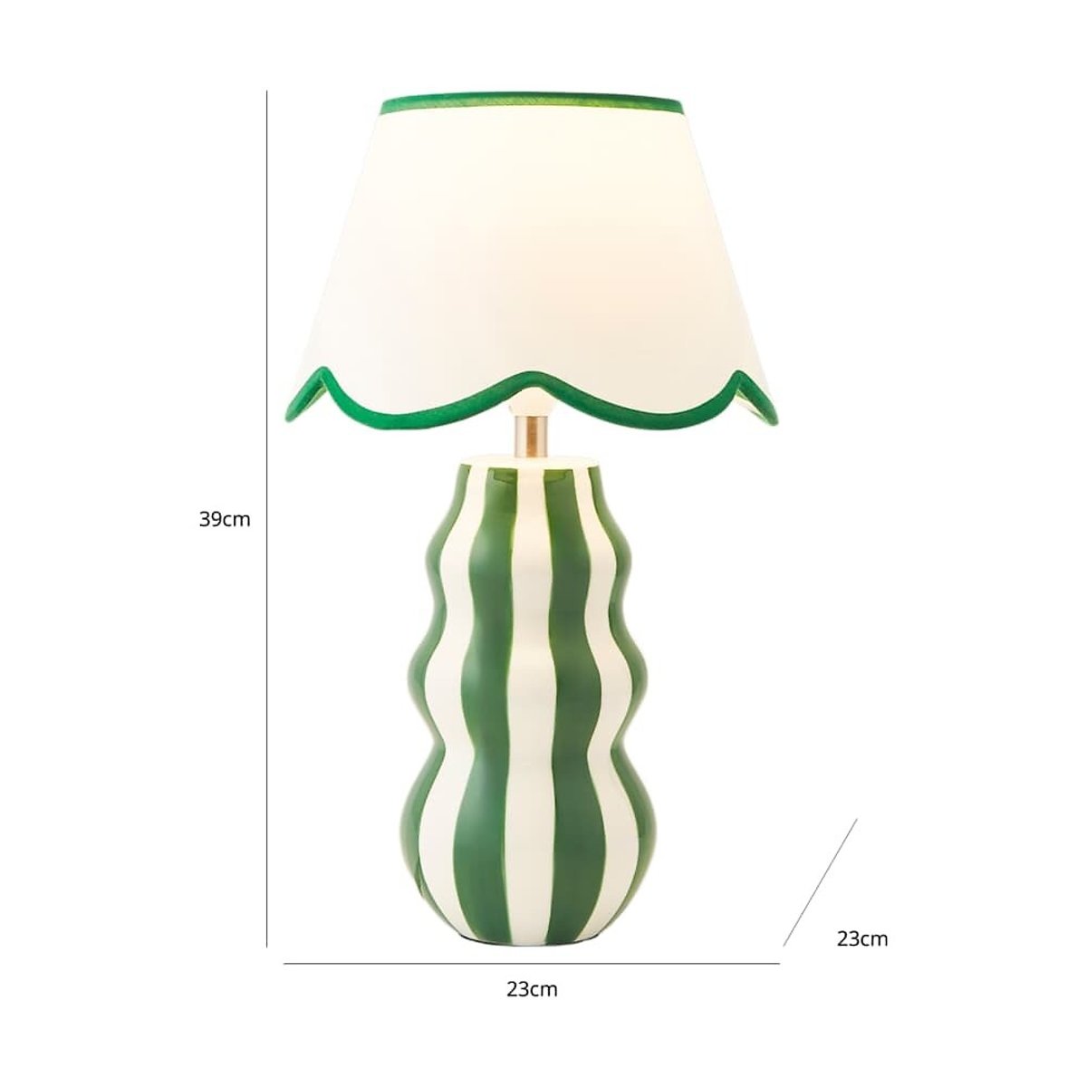 Everly Stripe Table Lamp with Scallop Shade green, SO'HOME