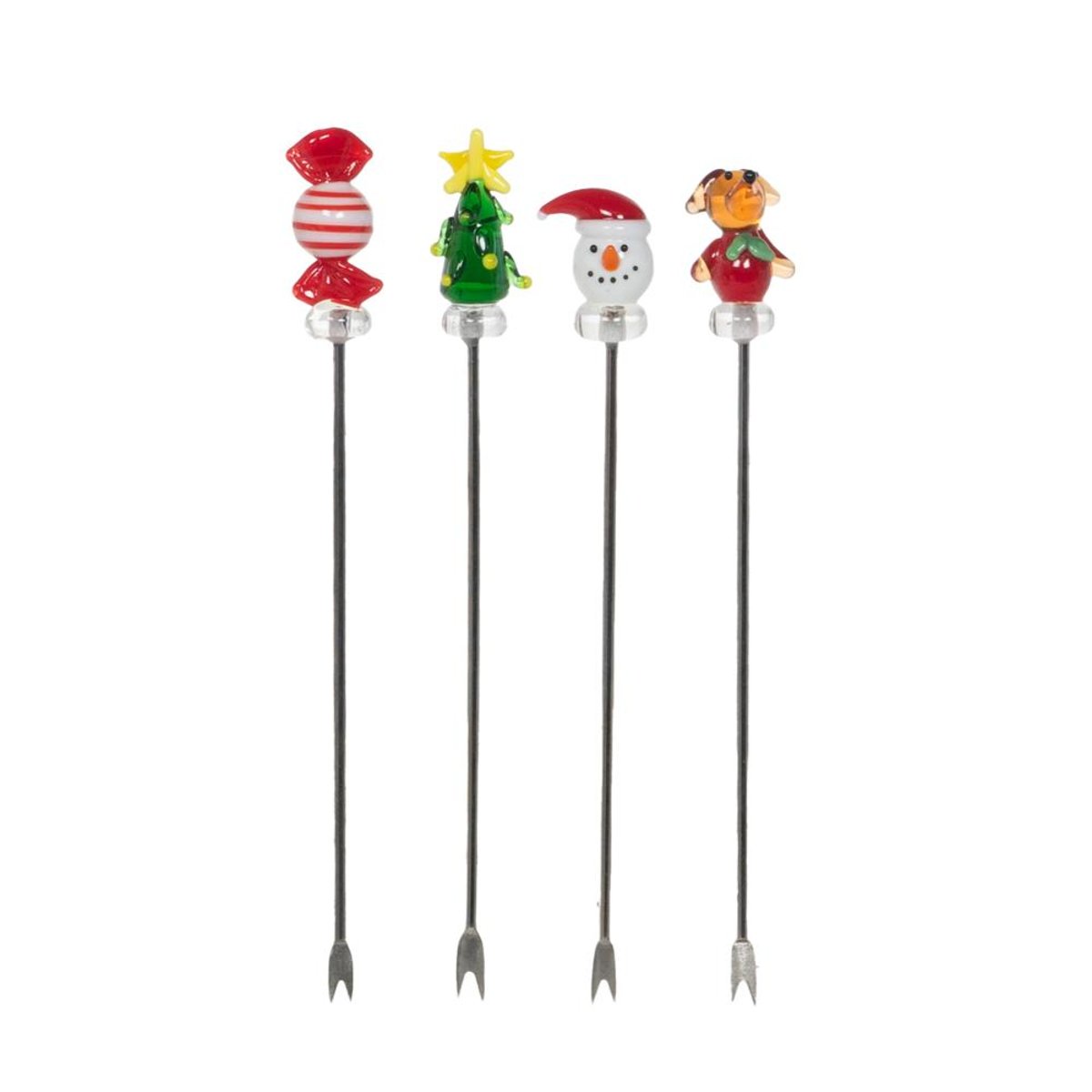 Coffret de 4 piques en Métal Noël argent / métallique, AMADEUS